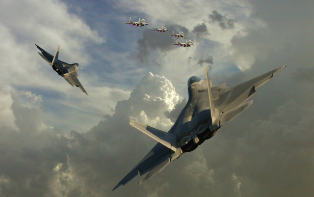 Fighterjets cloudysky usaart digitalrendering mattepainting free wallpaper - medium preview image