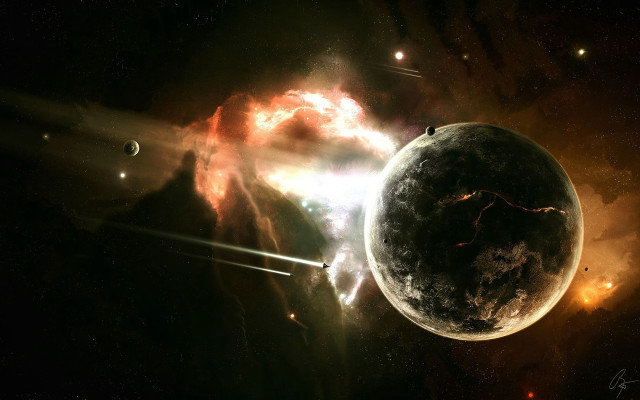 Space scene planet star bright free wallpaper - medium preview image
