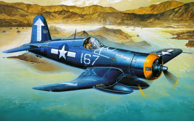 Fighter plane mountain range lake free wallpaper - medium preview image