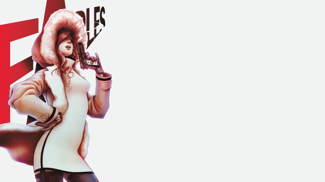 Woman white dress gun cellphone free wallpaper - medium preview image