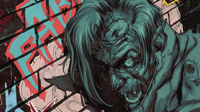 Creepy man green hair knife free wallpaper - medium preview image