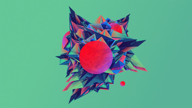 Colorful object flying green background free wallpaper - medium preview image