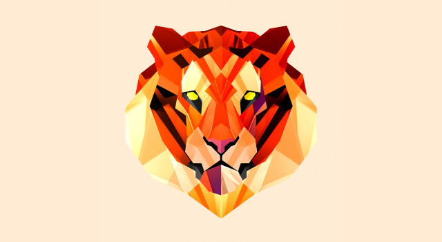 Tiger head geometric shapes beige free wallpaper - medium preview image