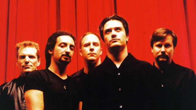 Men group red curtain standing free wallpaper - medium preview image