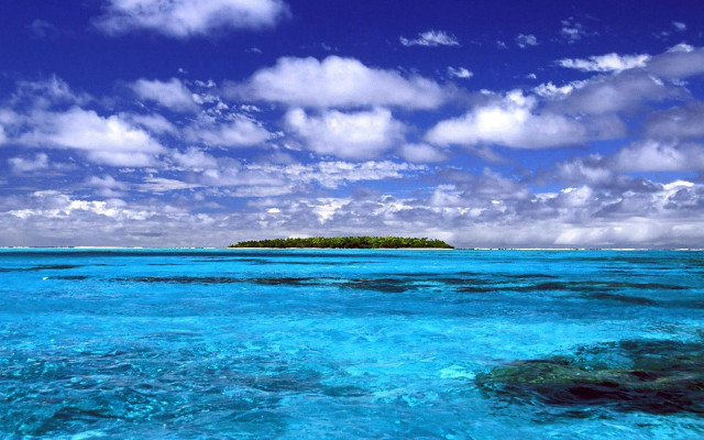 Small island cloudy sky blue free wallpaper - medium preview image