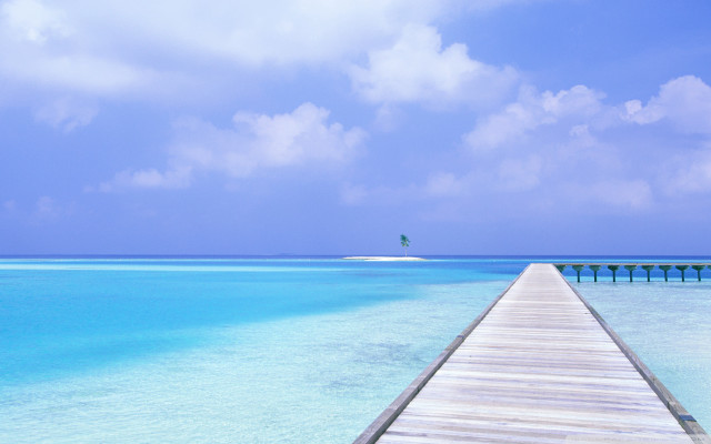 Pier ocean boat island distance free wallpaper - medium preview image