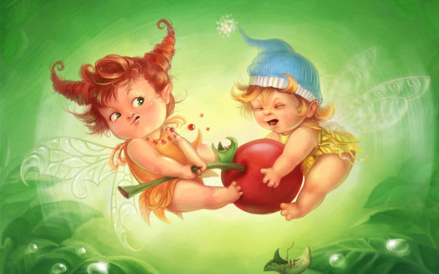 Little girls heart apple green free wallpaper - medium preview image
