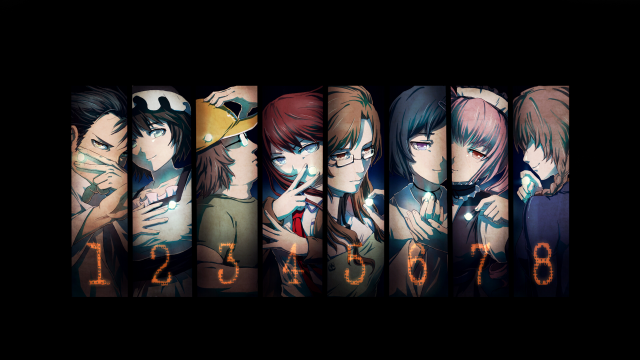 Anime characters numbers black white free wallpaper - medium preview image