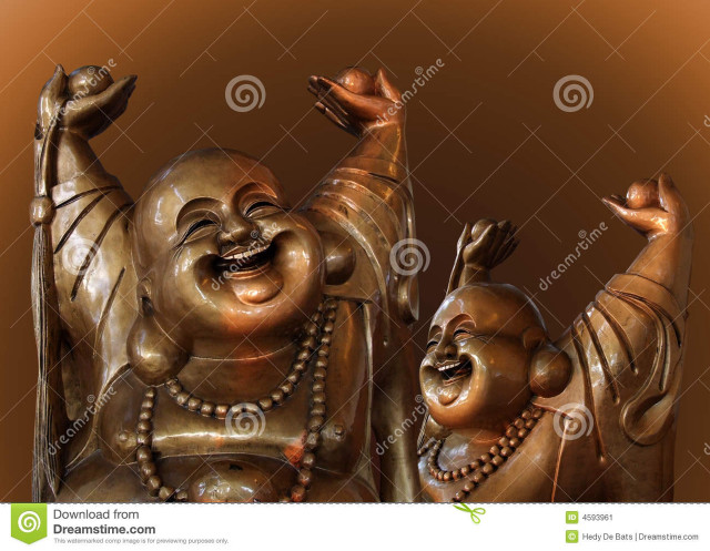 Laughing buddha statue arms up free wallpaper - medium preview image