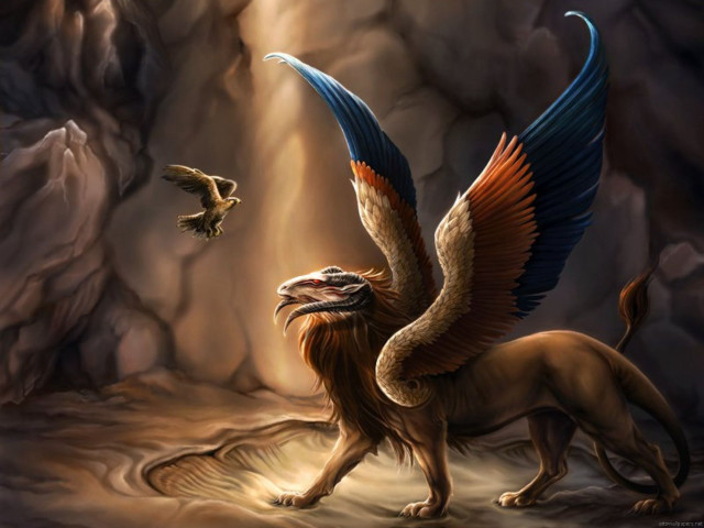 Lion bird cave flying ground free wallpaper - medium preview image