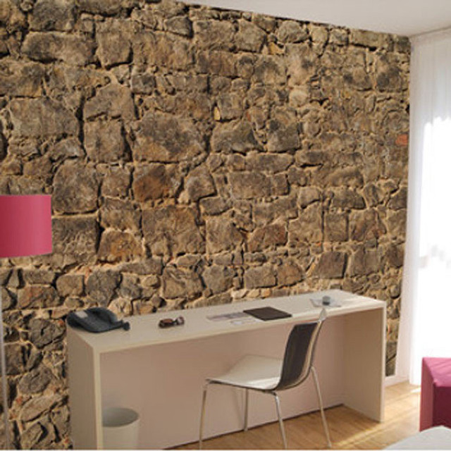 Bedroom stone wall desk computer free wallpaper - medium preview image