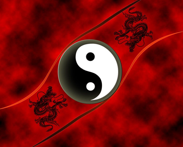 Yin yang dragon red sun free wallpaper - medium preview image
