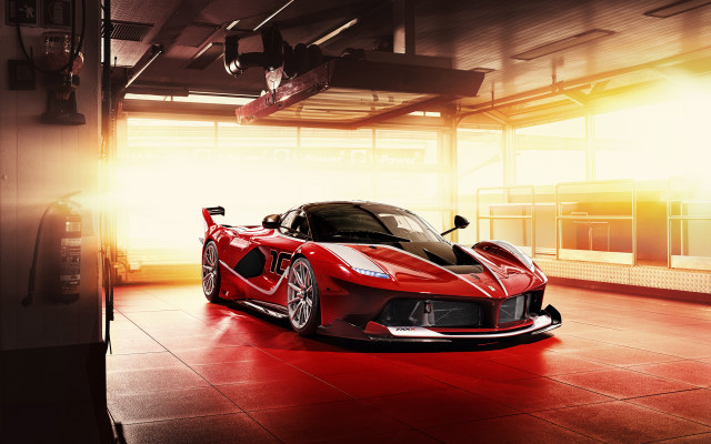 Red sports car garage bright free wallpaper - medium preview image