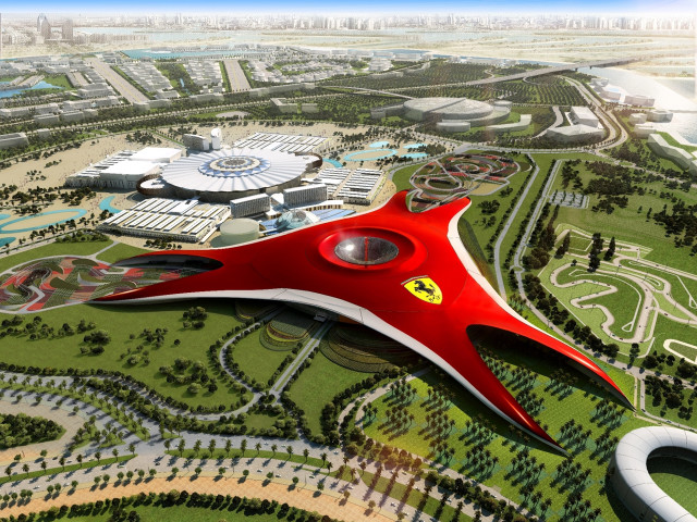 Red building ferrari logo city free wallpaper - medium preview image