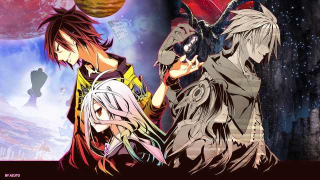 Anime characters space background red free wallpaper - medium preview image