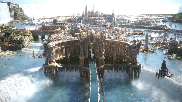 City waterfall statue liberty skyline free wallpaper - medium preview image