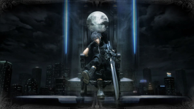 Man sword skull city night free wallpaper - medium preview image