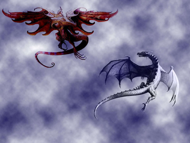 Dragon bird flying cloudy sky free wallpaper - medium preview image