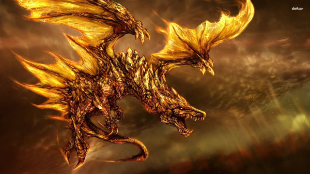 Golden dragon black background red free wallpaper - medium preview image