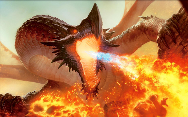 Dragon fire breathing battle autumn free wallpaper - medium preview image