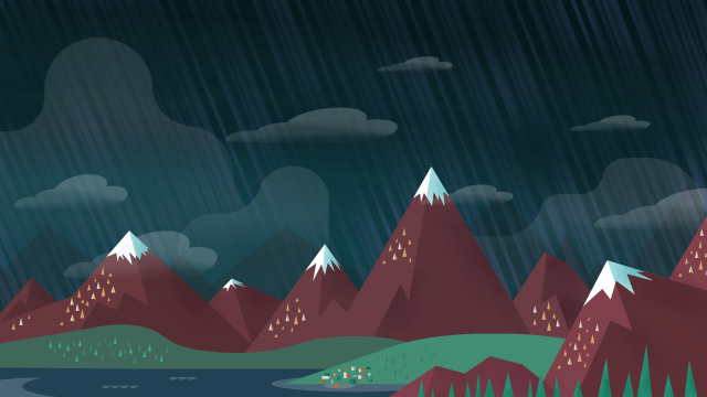 Cartoon mountain lake forest trees free wallpaper - medium preview image