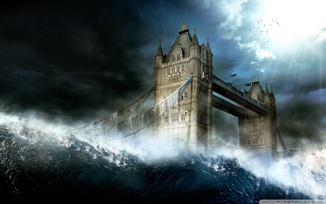 Bridge water boat dark sky free wallpaper - medium preview image