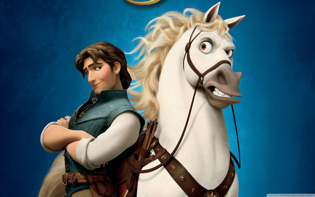 Cartoon character riding white horse free wallpaper - medium preview image