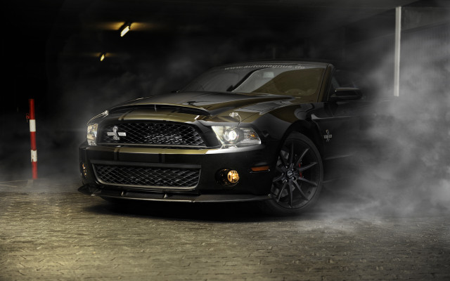 Black gold mustang garage smoke free wallpaper - medium preview image