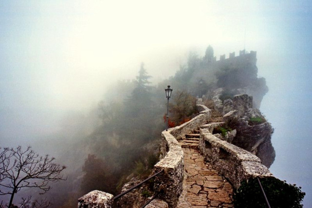 Stone path castle foggy day free wallpaper - medium preview image