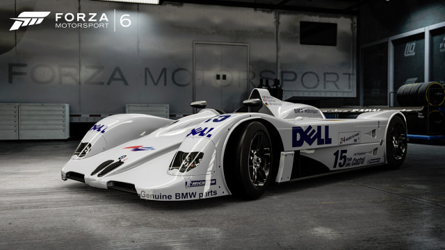 White race car garage forza free wallpaper - medium preview image