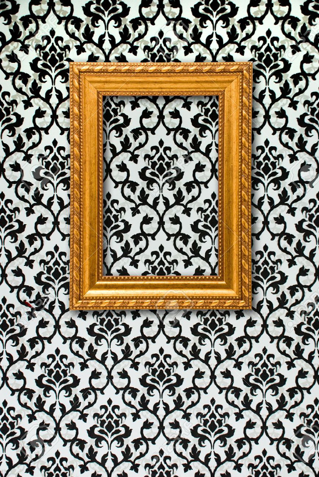 Picture frame wall pattern gold free wallpaper - medium preview image