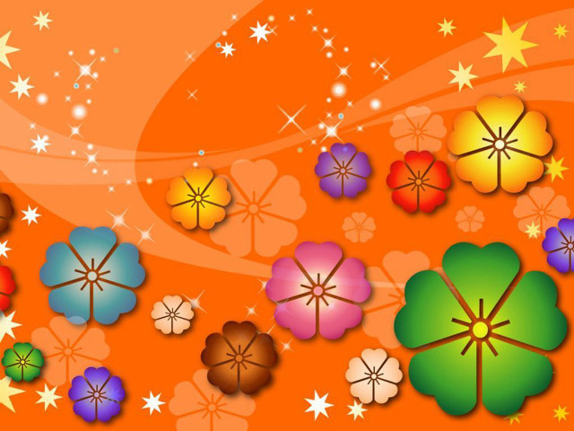 Colorful background flowers stars center free wallpaper - medium preview image