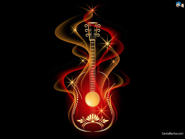 Guitar flame pattern body neck free wallpaper - medium preview image