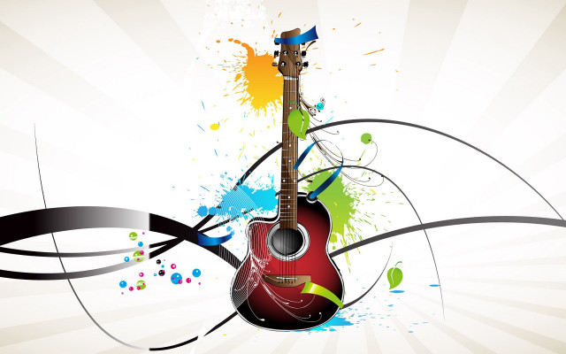 Guitar splash paint neck colorful free wallpaper - medium preview image