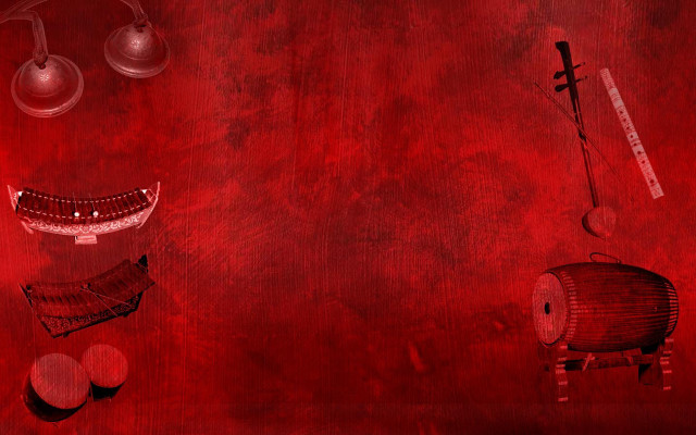Creepy red assemblage chair clock free wallpaper - medium preview image