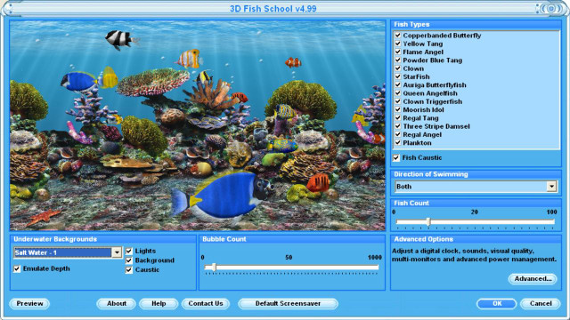 Fish school blue screen chippy free wallpaper - medium preview image