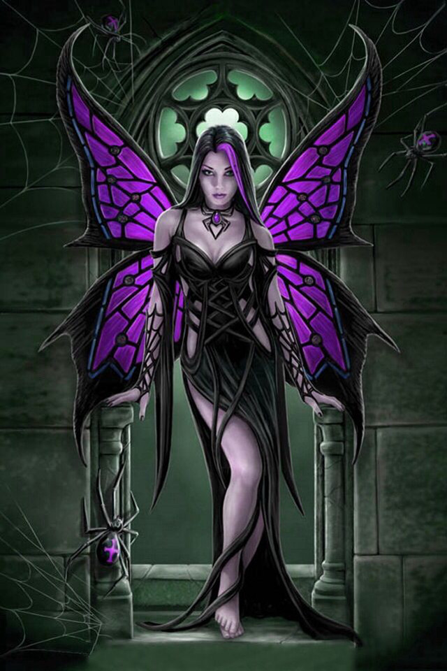 Woman purple wings purple dress free wallpaper - medium preview image