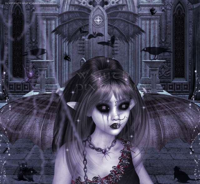 Girl creepy face wings gothic free wallpaper - medium preview image