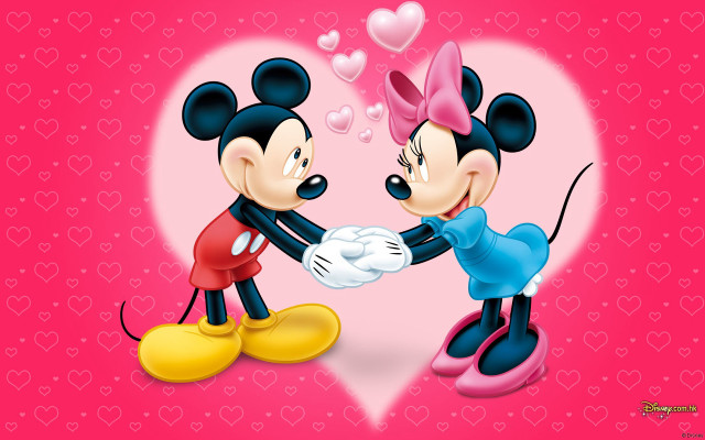 Mickey minnie touching hands valentine free wallpaper - medium preview image