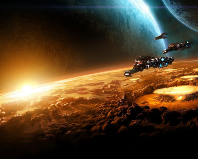 Space station flying planet bright #2 free wallpaper - medium preview image