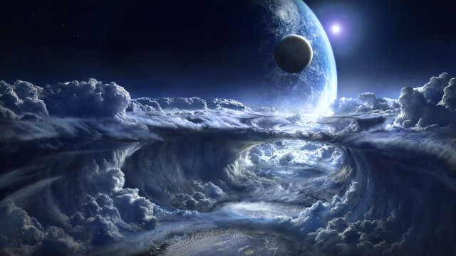 Blue planet clouds moon bright free wallpaper - medium preview image