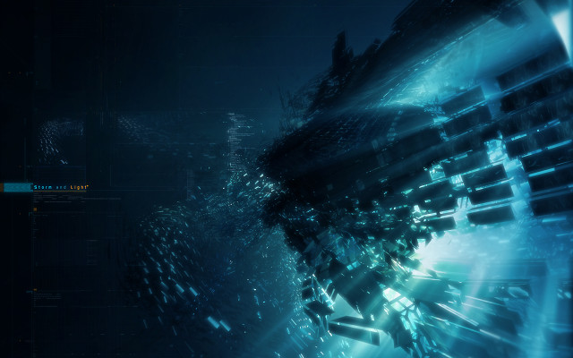 Futuristic city architecture blue lights free wallpaper - medium preview image