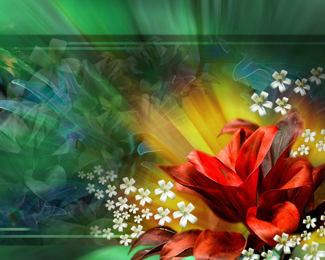 Red flower white center floral free wallpaper - medium preview image