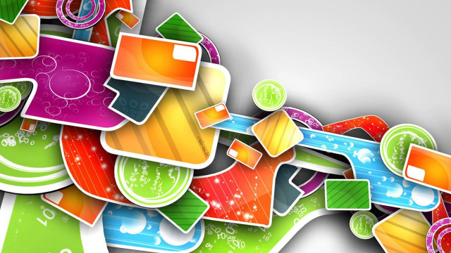 Colorful stickers white background pattern free wallpaper - medium preview image