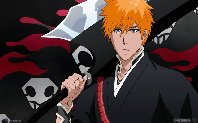 Man orange hair sword skull free wallpaper - medium preview image