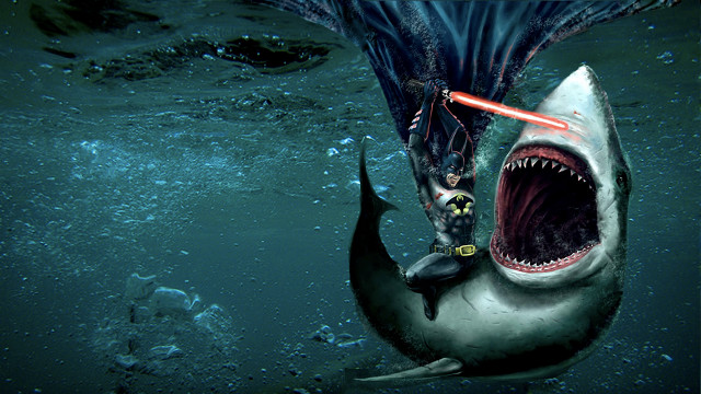 Shark man riding light saber #2 free wallpaper - medium preview image