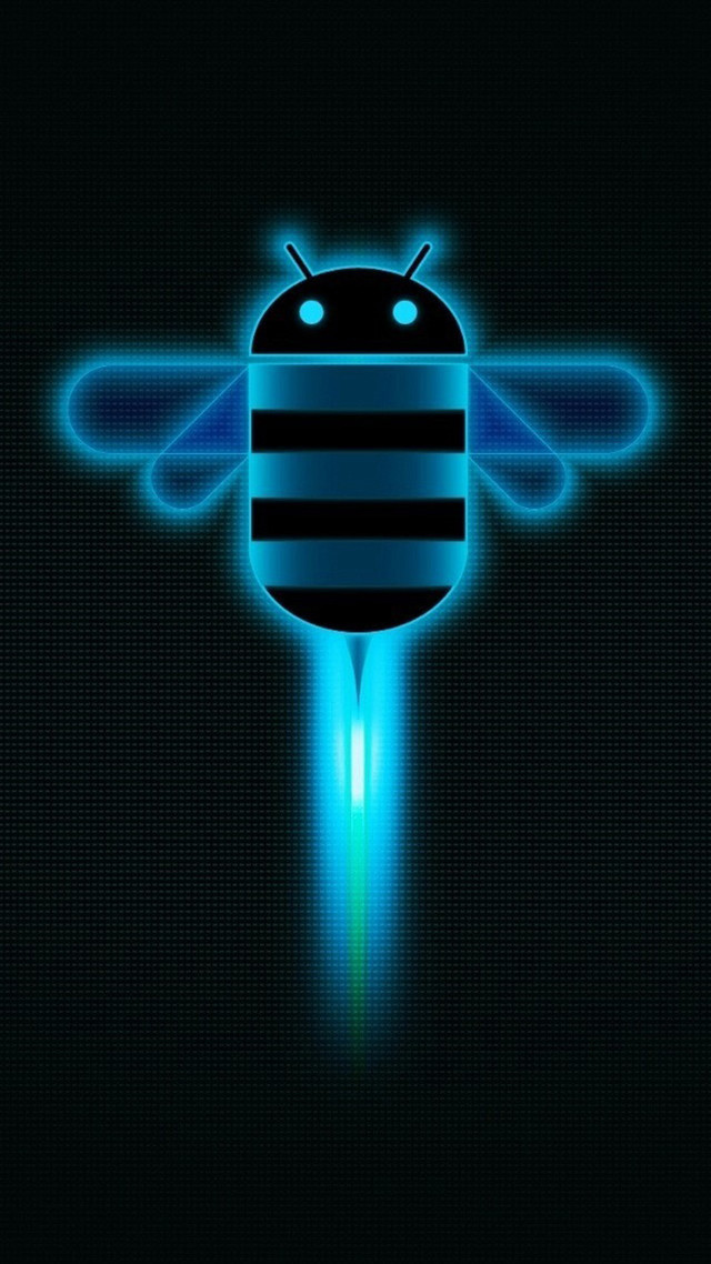 Blue black bee glowing backlight free wallpaper - medium preview image