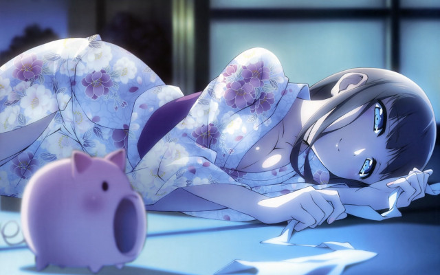 Woman pink piggybank blade kimono free wallpaper - medium preview image