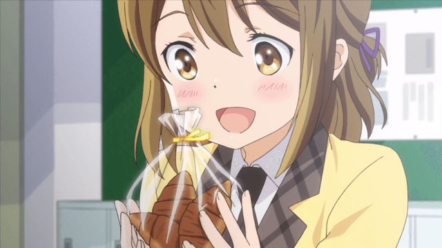 Woman holding bread surprised expression free wallpaper - medium preview image