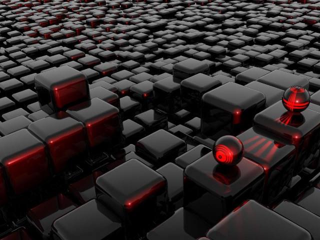 Black red cubes red lights free wallpaper - medium preview image